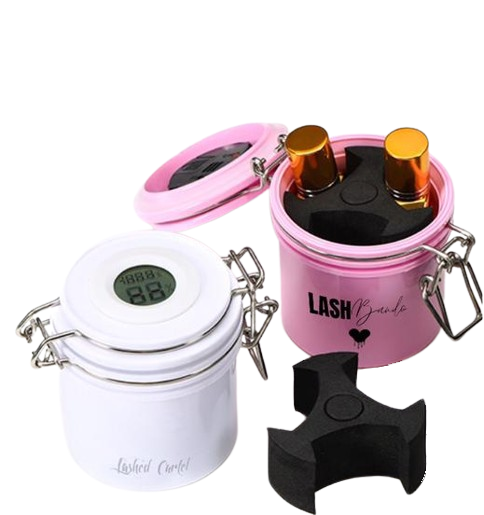 Eyelash Glue Container w Hygrometer | Lash Adhesive Storage