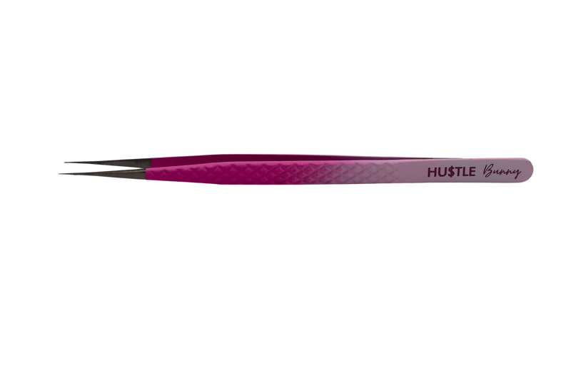 Purple tweezers with 'Hustle Bunny'